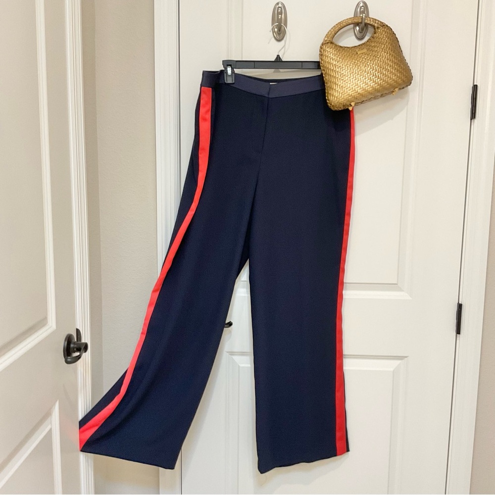Boden Exeter Wide-Leg Pants Navy/Red Size 12, EUC - Picture 3 of 8